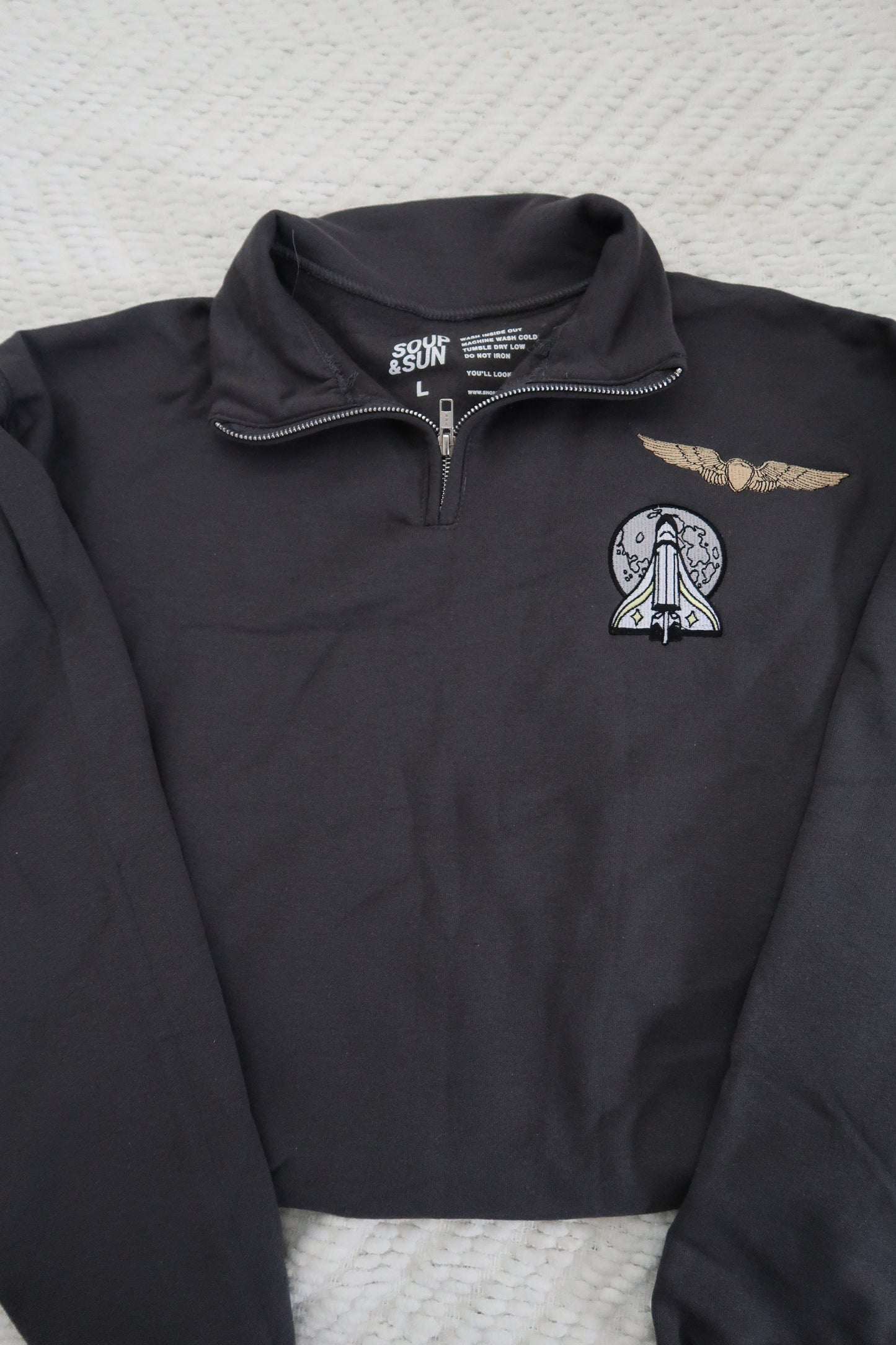 Ellie's Pins - Embroidered Quarter-Zip Sweatshirt