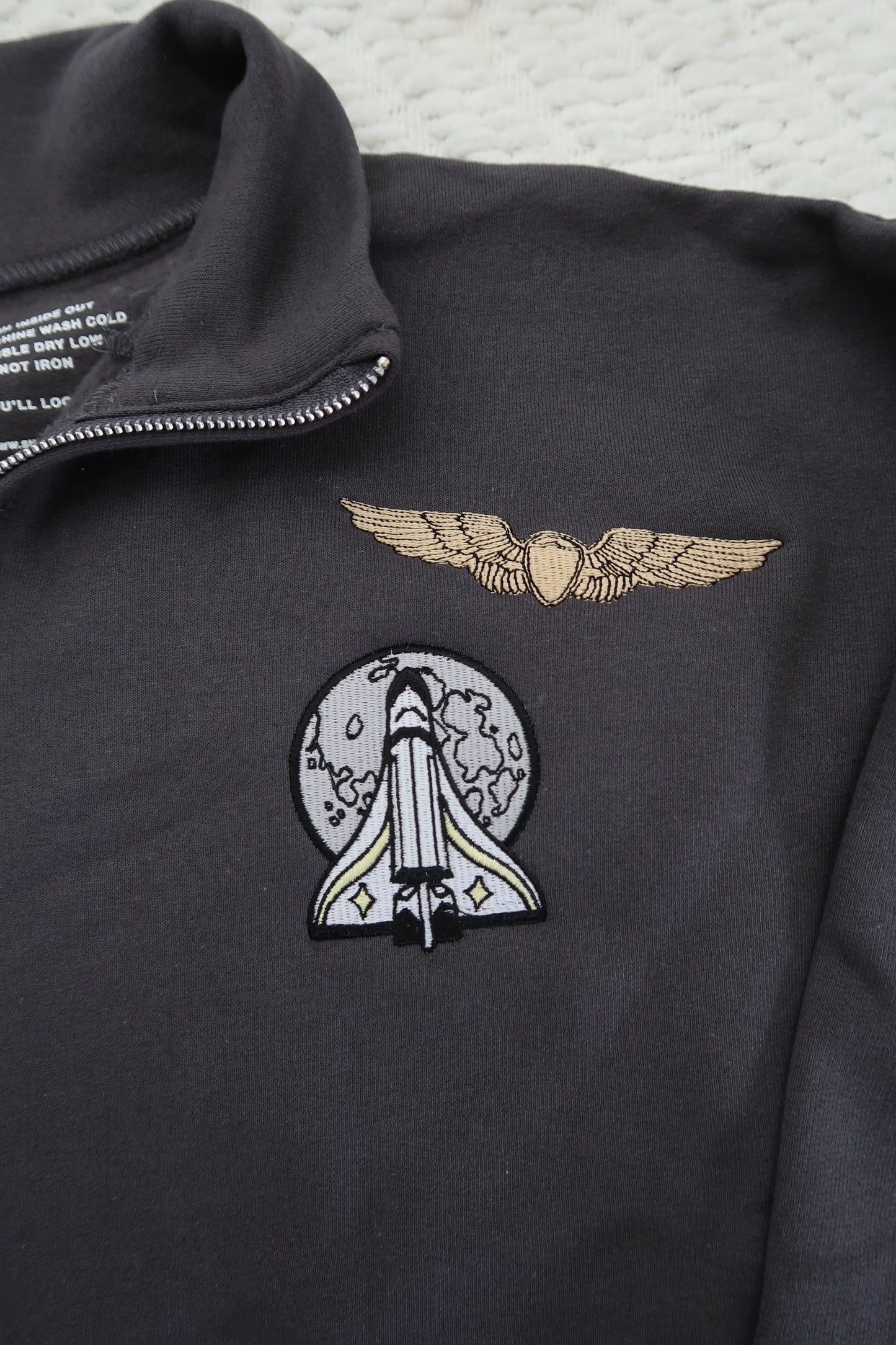 Ellie's Pins - Embroidered Quarter-Zip Sweatshirt