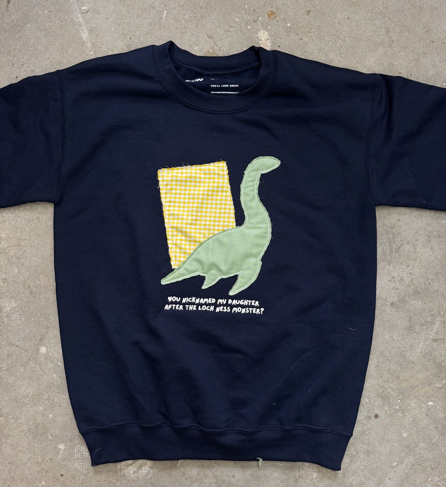 Loch Ness Monster - Embroidered Patchwork Crewneck Sweatshirt