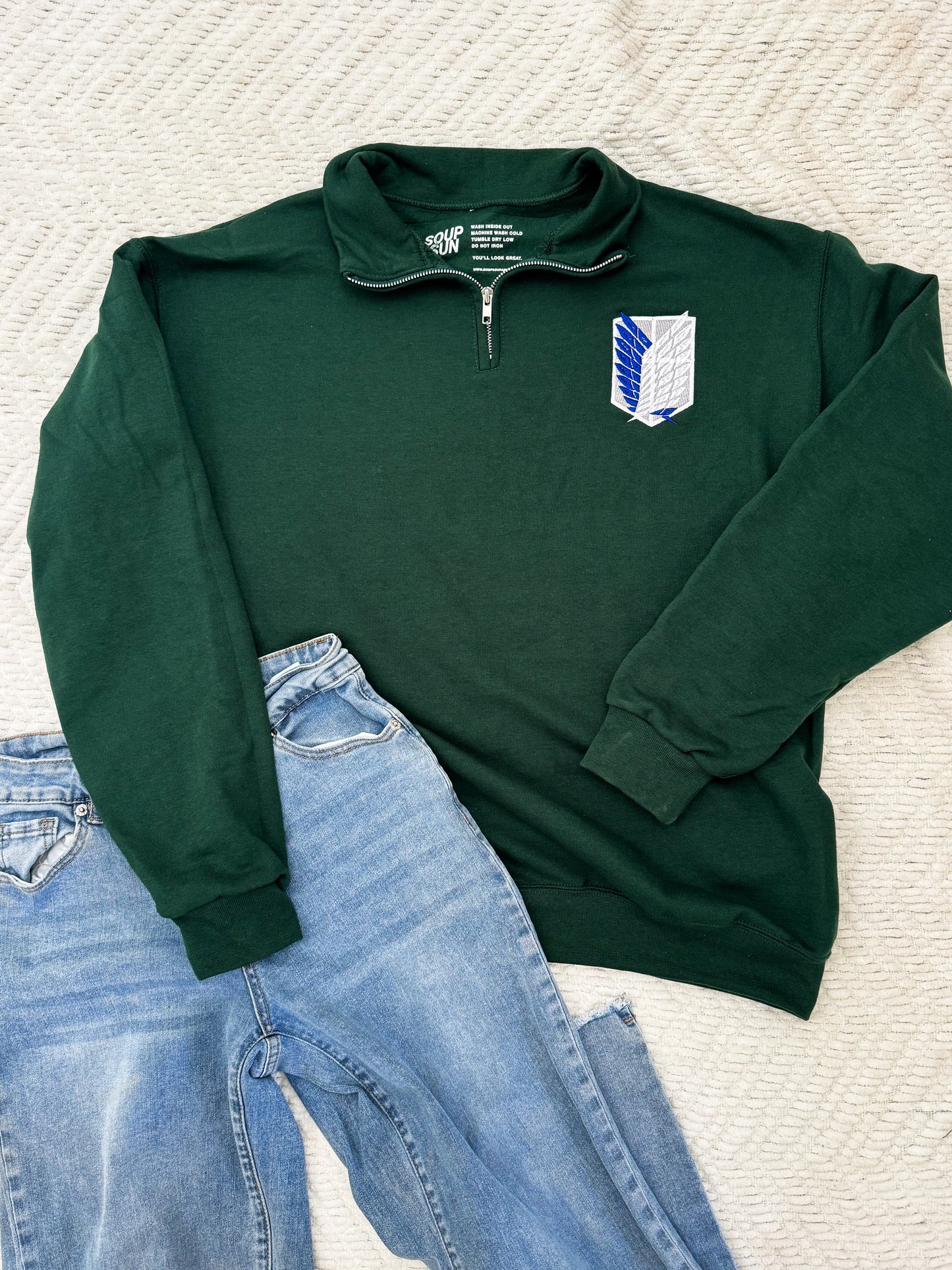 Wings of Freedom - Embroidered Quarter-Zip Sweatshirt