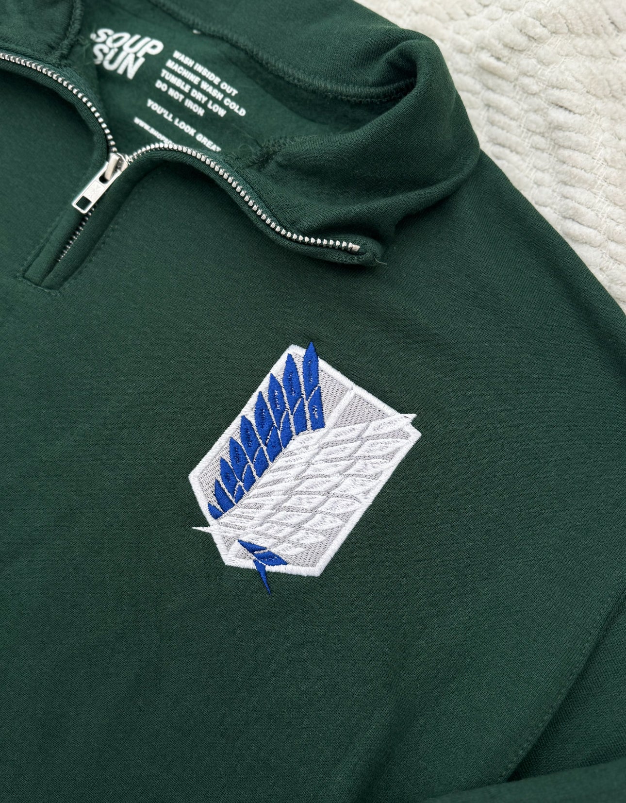 Wings of Freedom - Embroidered Quarter-Zip Sweatshirt