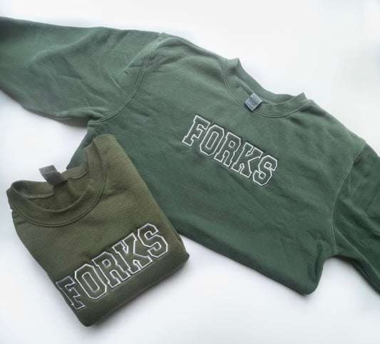 Forks - Embroidered Crewneck Sweatshirt