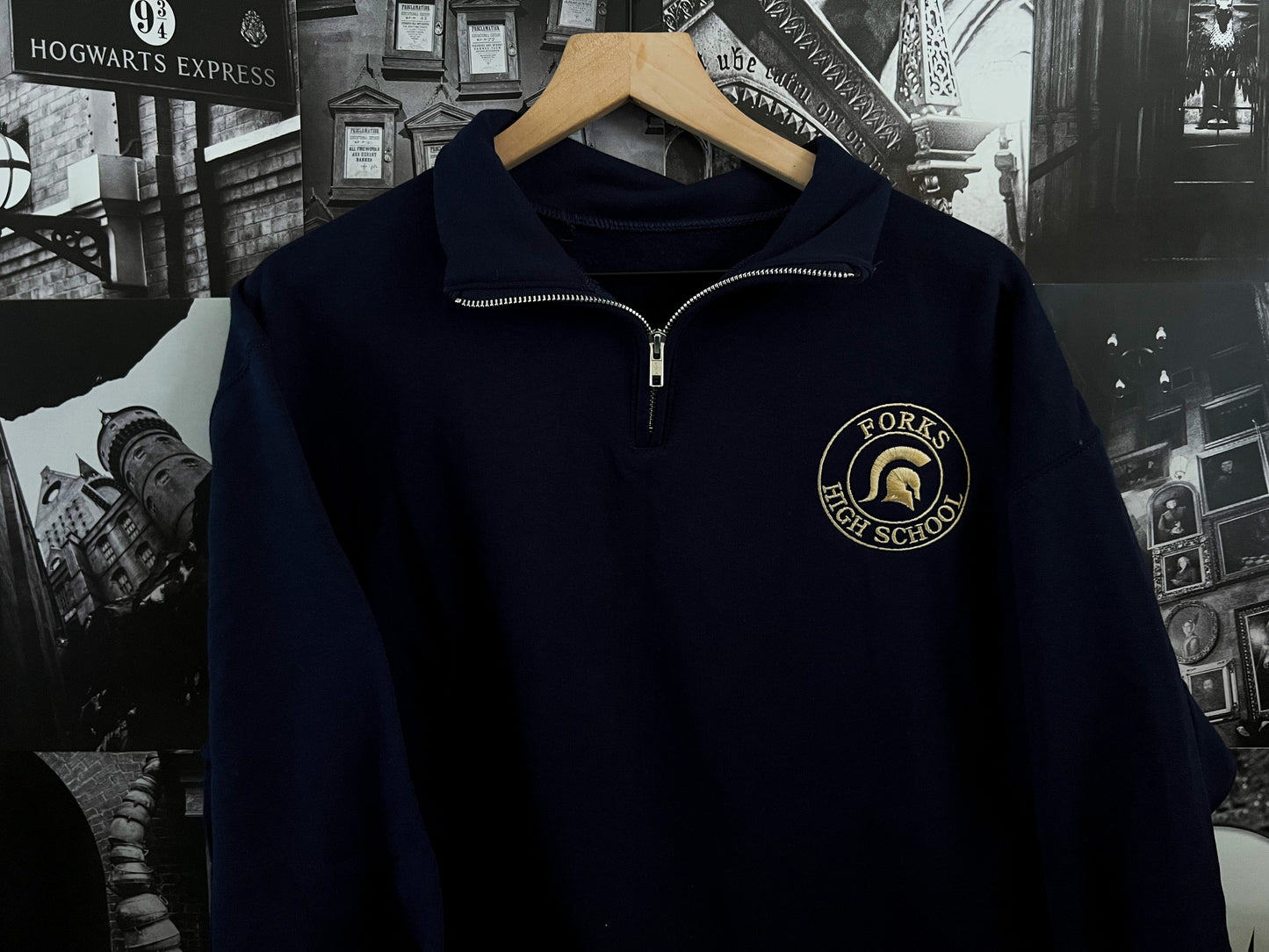 Forks - Embroidered Lightweight Quarter Zip Sweatshirt