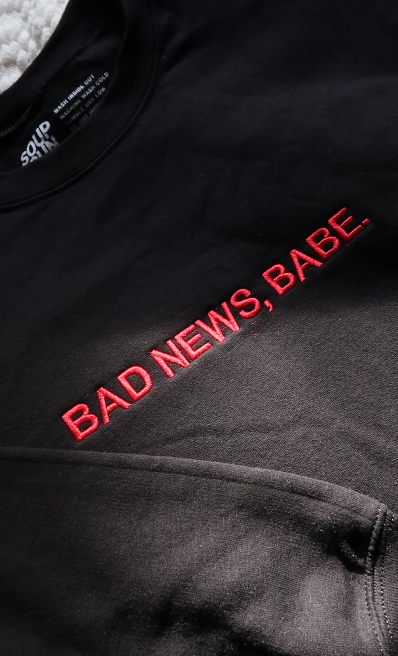 Bad News, Babe - Embroidered Crewneck Sweatshirt