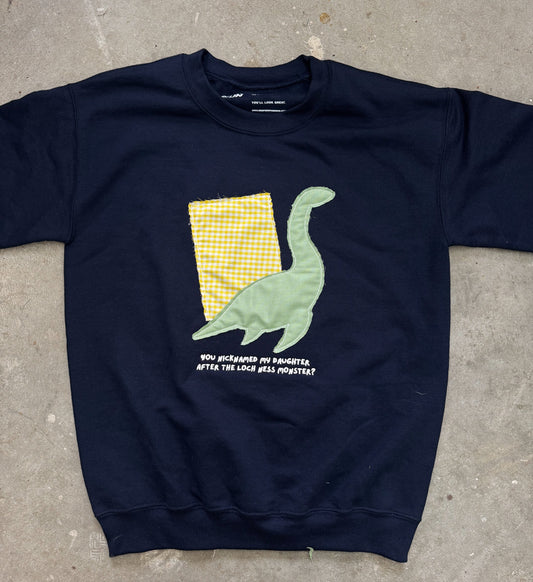 Loch Ness Monster - Embroidered Patchwork Crewneck Sweatshirt
