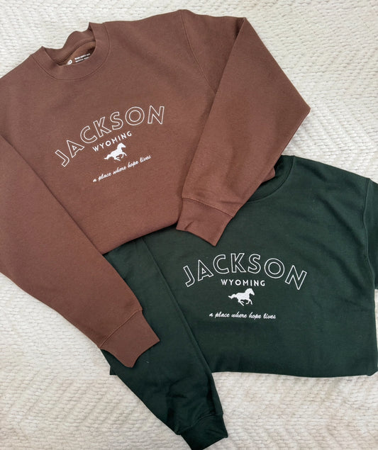 Jackson, WY - Embroidered Crewneck Sweatshirt