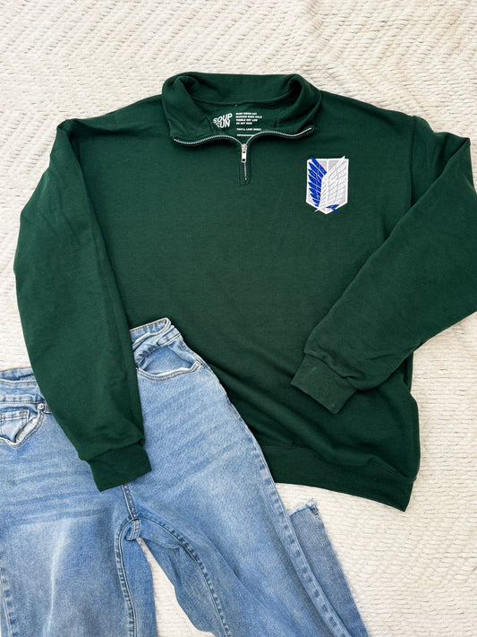 Wings of Freedom - Embroidered Quarter-Zip Sweatshirt