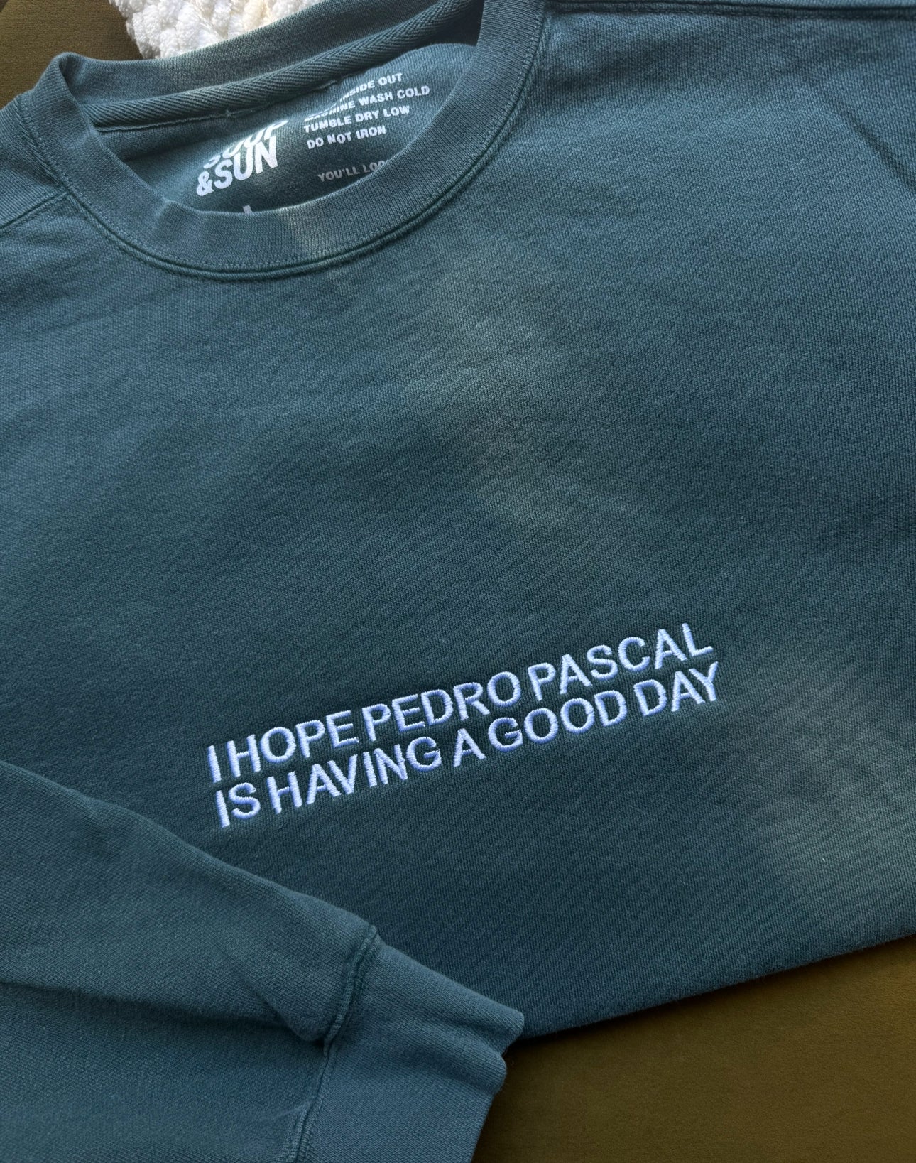 I hope ___ is having a good day - *PERSONALIZED* Embroidered Crewneck Sweatshirt