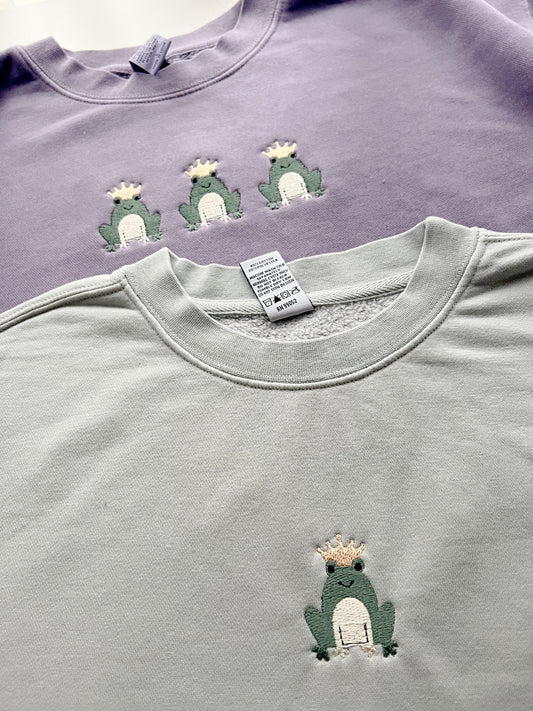 Frog Prince - Embroidered Crewneck Sweatshirt